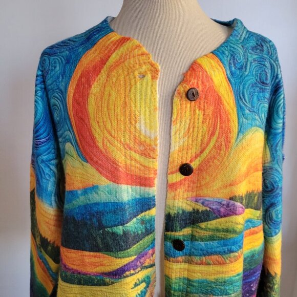 Unbranded Van Gogh Starry Night Print Cardigan Lightweight Sweater (Size: 3X) - Picture 11 of 13